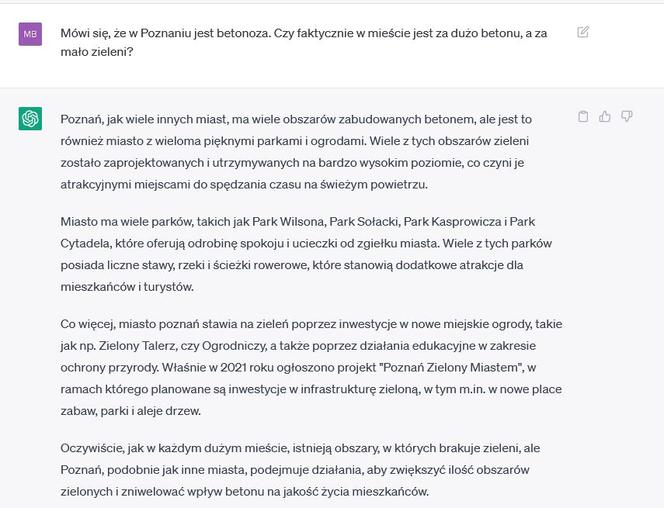 ChatGPT opowiedział o wadach i zaletach Poznania