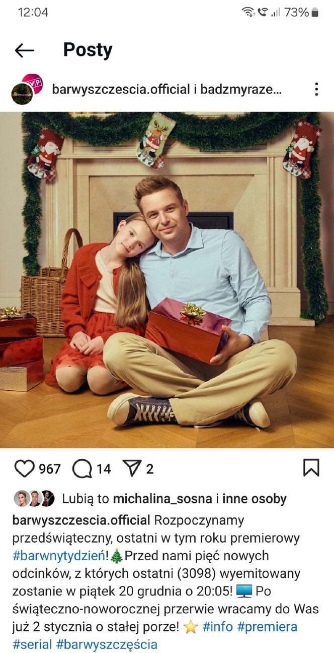 Barwy szczęścia na planie. Marysia (Nina Szumowska), Hubert (Marek Molak)