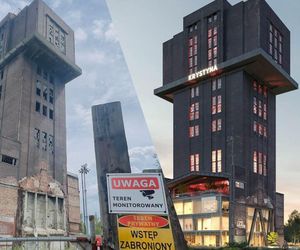 60-metrowa industrialna konstrukcja niczym wielki górniczy młot