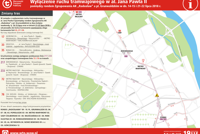 Remont torów w okolicach Placu Grunwaldzkiego