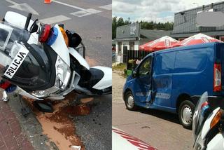 Białystok: Policyjny motocykl zderzył się z samochodem. Obaj kierujący trafili do szpitala