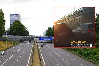 Groźne sceny na autostradzie A4 w Katowicach. Kierowca audi najechał na inne auto