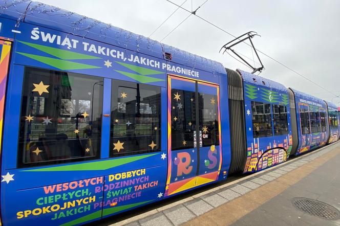 Świąteczny tramwaj w Warszawie