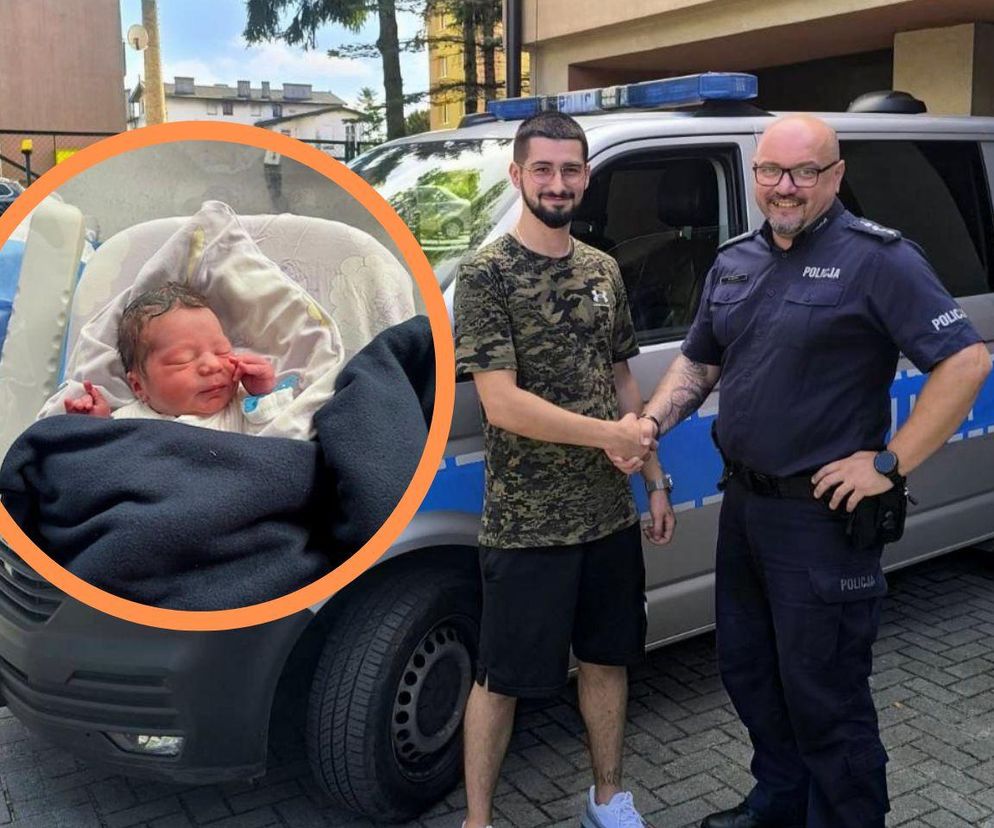 Policjant z Pelplina przyjął poród w radiowozie! Niezwykłe narodziny małego Juliana