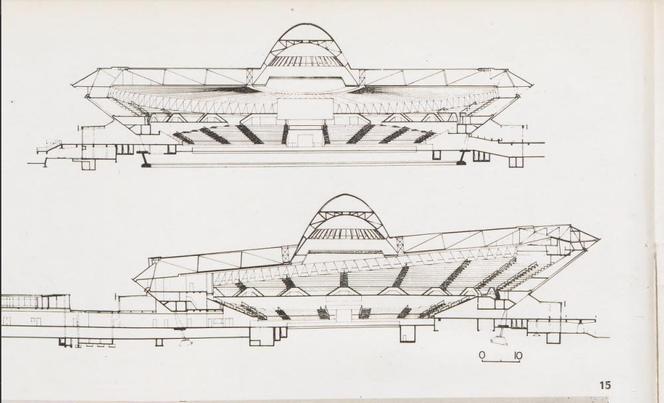 Spodek, szkic architektów