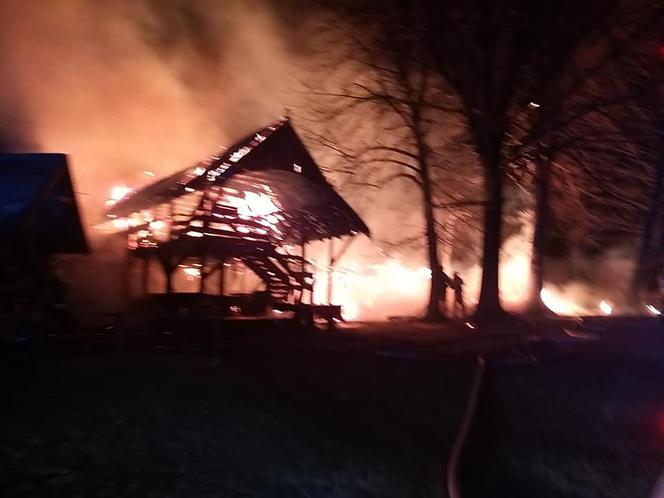 Pożar strusiej fermy w Bukwałdzie koło Olsztyna 