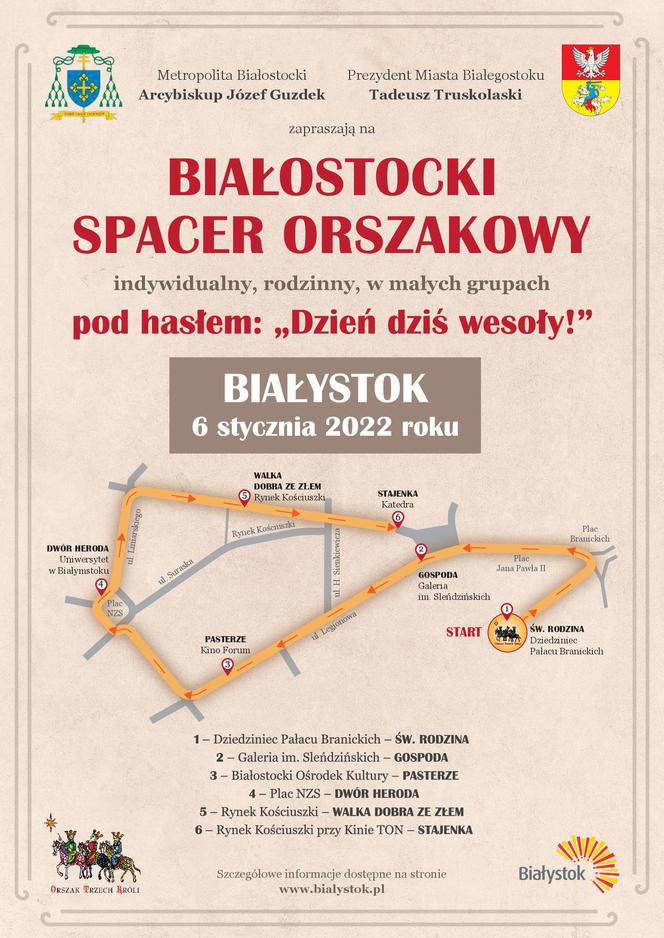 Orszak Trzech Króli 2022 w Białymstoku - trasa