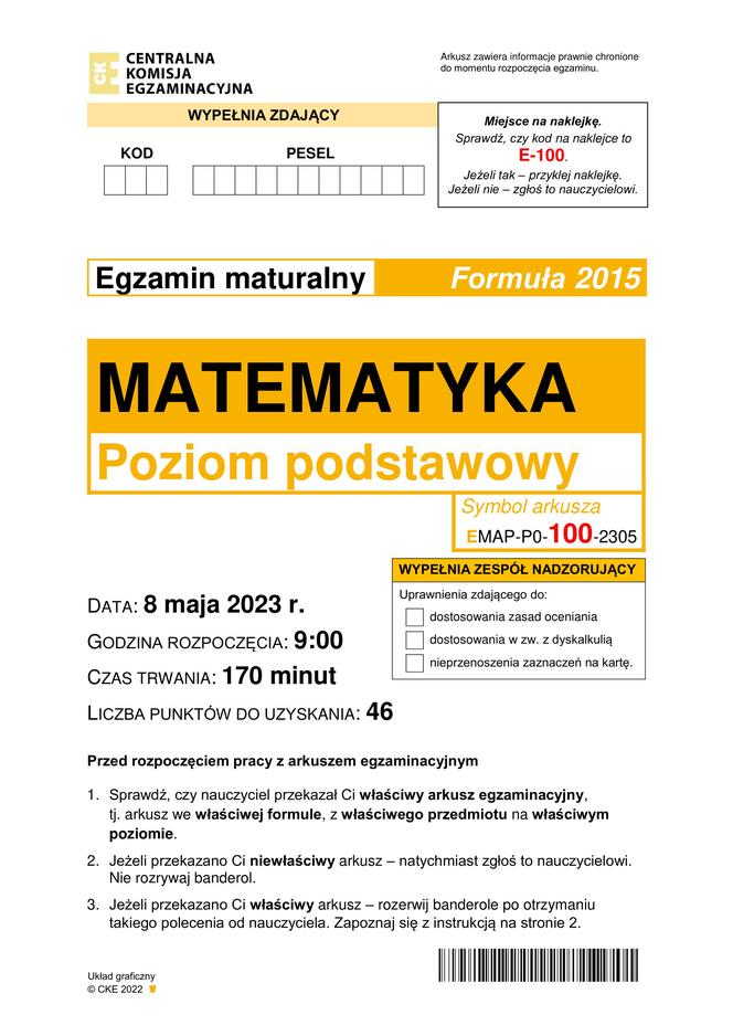 Matura z matematyki 2023 - arkusze CKE stara formuła