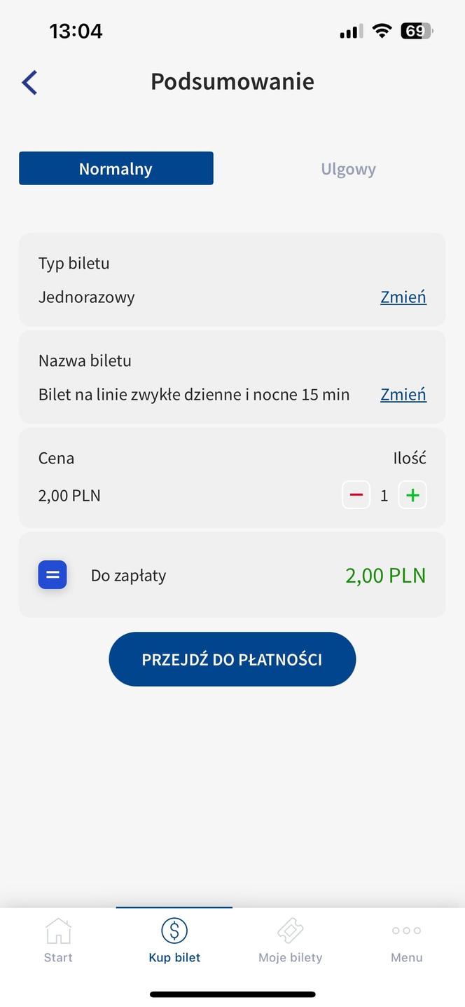 Mobilna Karta Miejska - screen aplikacji