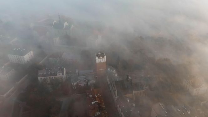 Sandomierz w jesiennej szacie z lotu ptaka