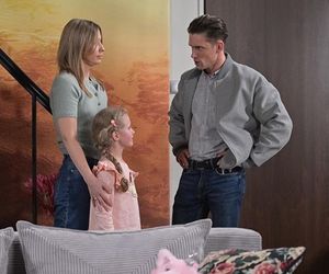 Pierwsza miłość, odcinek 4025: Kalina (Magdalena Wieczorek), Oskar (Filip Gurłacz), Marlenka (Amelia i Emilia Baranowskie)