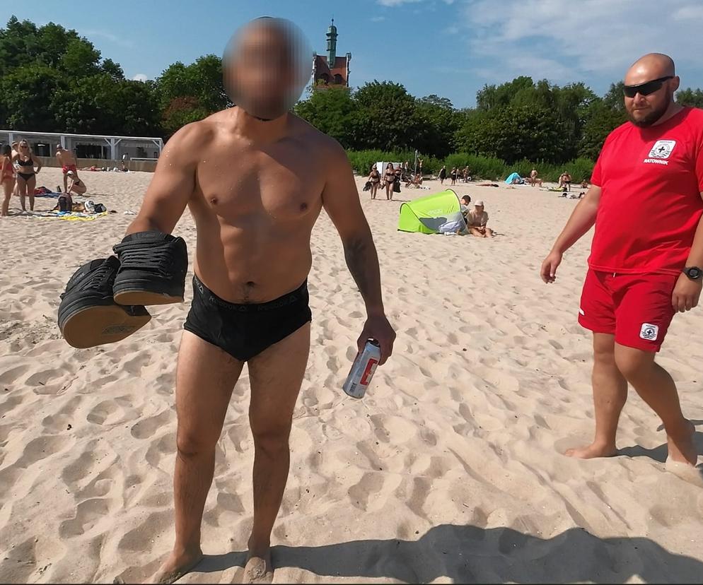 Agresja na plaży w Sopocie. Pijany i agresywny 39-latek rzucał się do ratowników