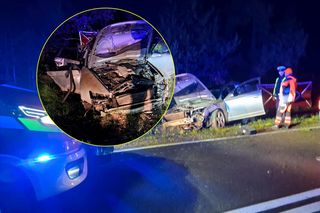 Makabra na drodze. Audi huknęło w przepust, z auta wypadli ludzie!