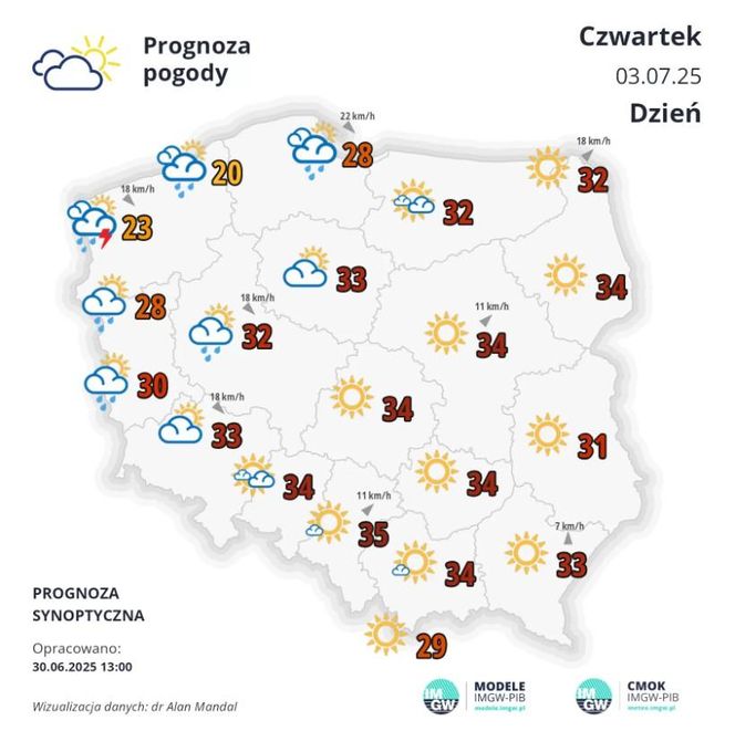 Pogoda na czwartek, 3.07.2025