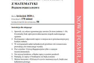 Próbna matura 2020 CKE online - ARKUSZE PDF,  ODPOWIEDZI, ZADANIA matematyka