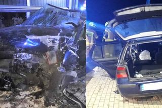 Kompletnie pijany 19-latek roztrzaskał volkswagena. Został poważnie ranny