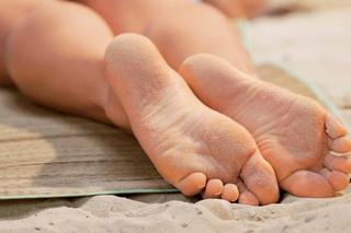 stopy, kobieta, plaża
