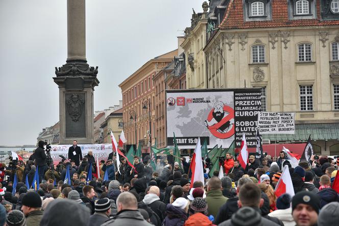 Manifestacja na placu Zamkowym w Warszawie