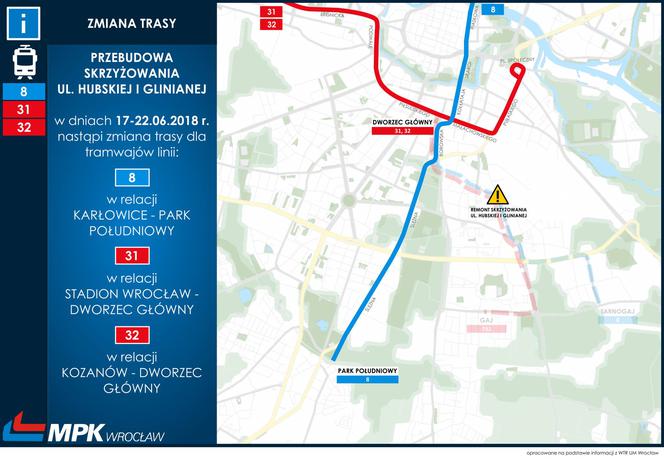 Zmiany w kursowaniu komunikacji miejskiej w czasie nowego etapu przebudowy Hubskiej