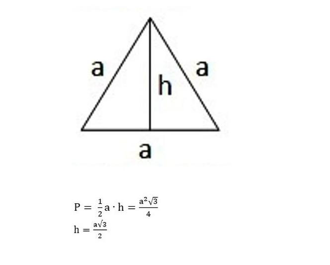 pole i wysokość trójkąta równobocznego