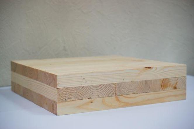  Cross-laminated timber (CLT) made from three layers of pine