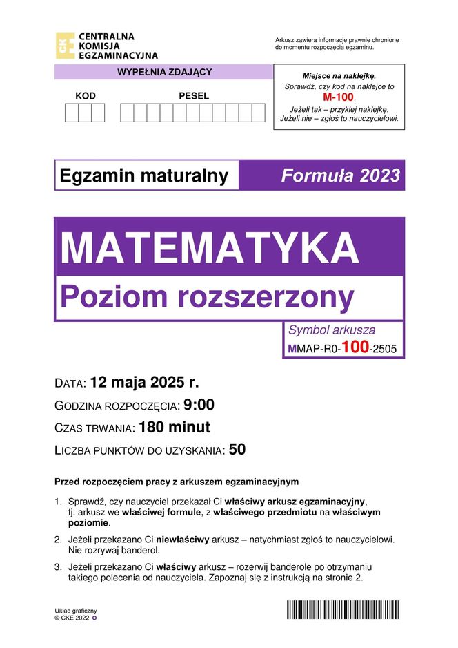 Matura 2025 - matematyka rozszerzona