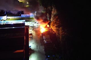 Pożar ciężarówek w Mysłowicach