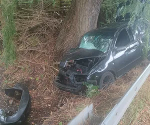 Młody kierowca wypadł z drogi