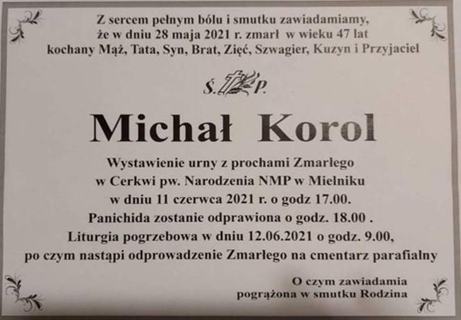Michał Korol nie żyje