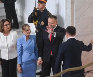 Marta Nawrocka cała na niebiesko zachwyciła w Sejmie  