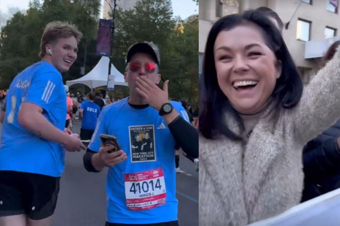 Katarzyna cichopek dopinguje męża na Maratonie Nowojorskim