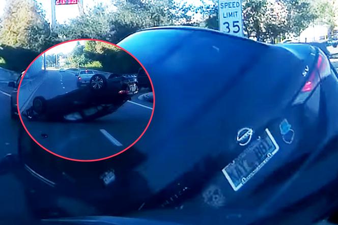 Próbowała wcisnąć się między dwa auta. Ale ją pokarało!