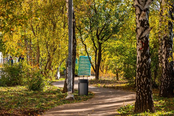 Park linearny na Służewcu w Warszawie pod koniec budowy