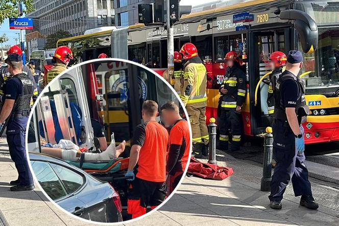 Horror w samym centrum stolicy. Autobus gruchnął w pieszego i przejechał po nim. W stanie ciężkim trafił do szpitala