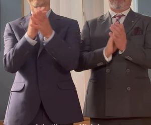 M jak miłość. Andrzej Budzyński (Krystian Wieczorek), Adam Werner (Jacek Kopczyński)) na planie