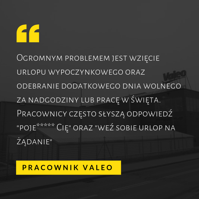 Zastraszanie i terror. Tak traktuje się pracowników w Valeo