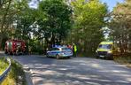 Wypadek pod Toruniem. Zakrwawiony kierowca wjechał autem w las