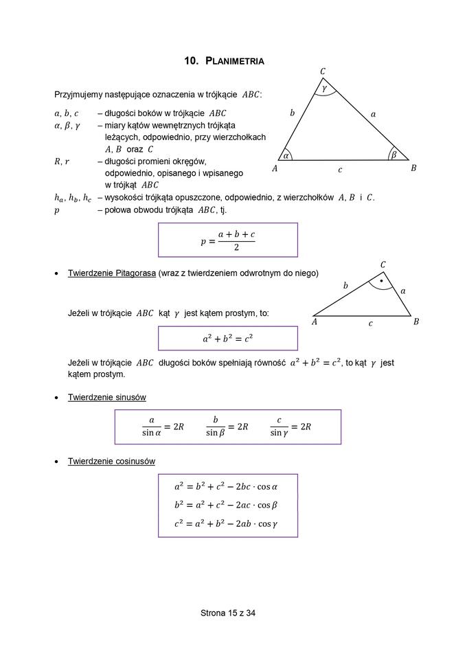 Karta wzorów matematyka matura 2023