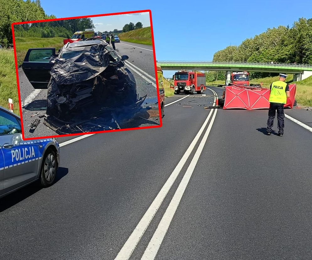 Tragiczny wypadek pod Olsztynem. Jedna osoba nie żyje. Poważne utrudnienia na drodze krajowej