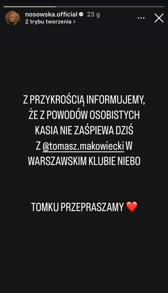 Katarzyna Nosowska w ostatniej chwili odwołała swój występ. Posypały się kondolencje