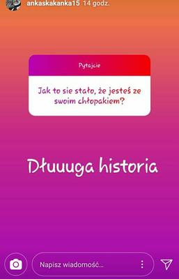 Anna Adamus - Zuzia z serialu Barwy szczęścia na Instagramie o chłopaku