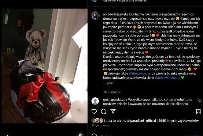 Roczek synka Anny Derbiszewskiej 