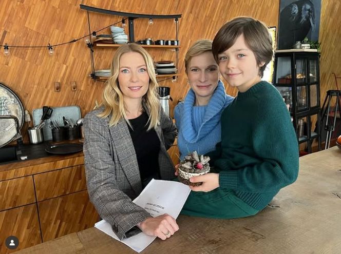 Barwy szczęścia na planie. Mateuszek (Filip Kowalewicz), Dominika (Karolina Chapko), Sonia (Weronika Nockowska)