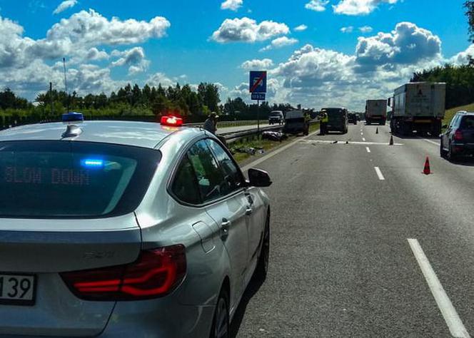 Łyski. Wypadek na S8. Ranny motocyklista