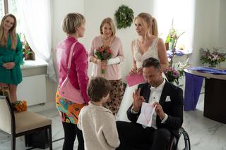 Barwy szczęścia odc. 2795. Dominika (Karolina Chapko), Sebastian (Marek Krupski), Eliza (Danuta Kowalska), Sonia (Weronika Nockowska), Mateuszek (Filip Kawalerowicz)