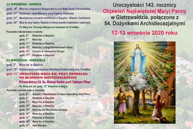 W weekend uroczyśctości odpustowe w Gietrzwałdzie