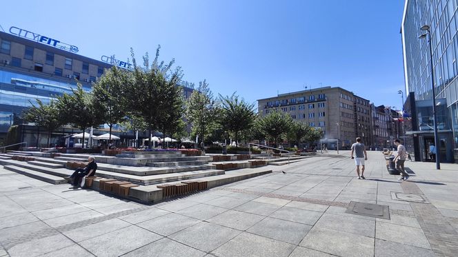 Katowice jak patelnia. Obowiązuje ruch cieniostronny. Nawet gołębie chowają się w cieniu