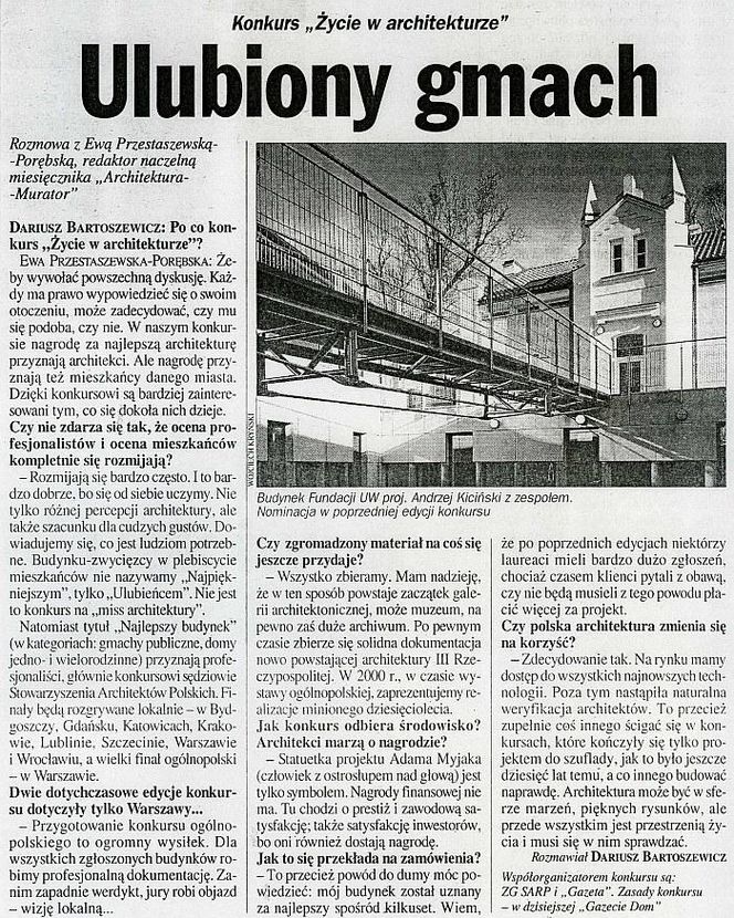 Ulubiony gmach, Gazeta Wyborcza, 14.05.1999