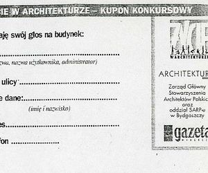 Kupon konkursowy ŻYCIE W ARCHITEKTURZE