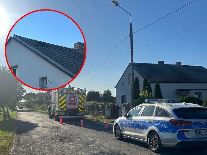 Uszkodzone dachy budynków w Ożarowicach